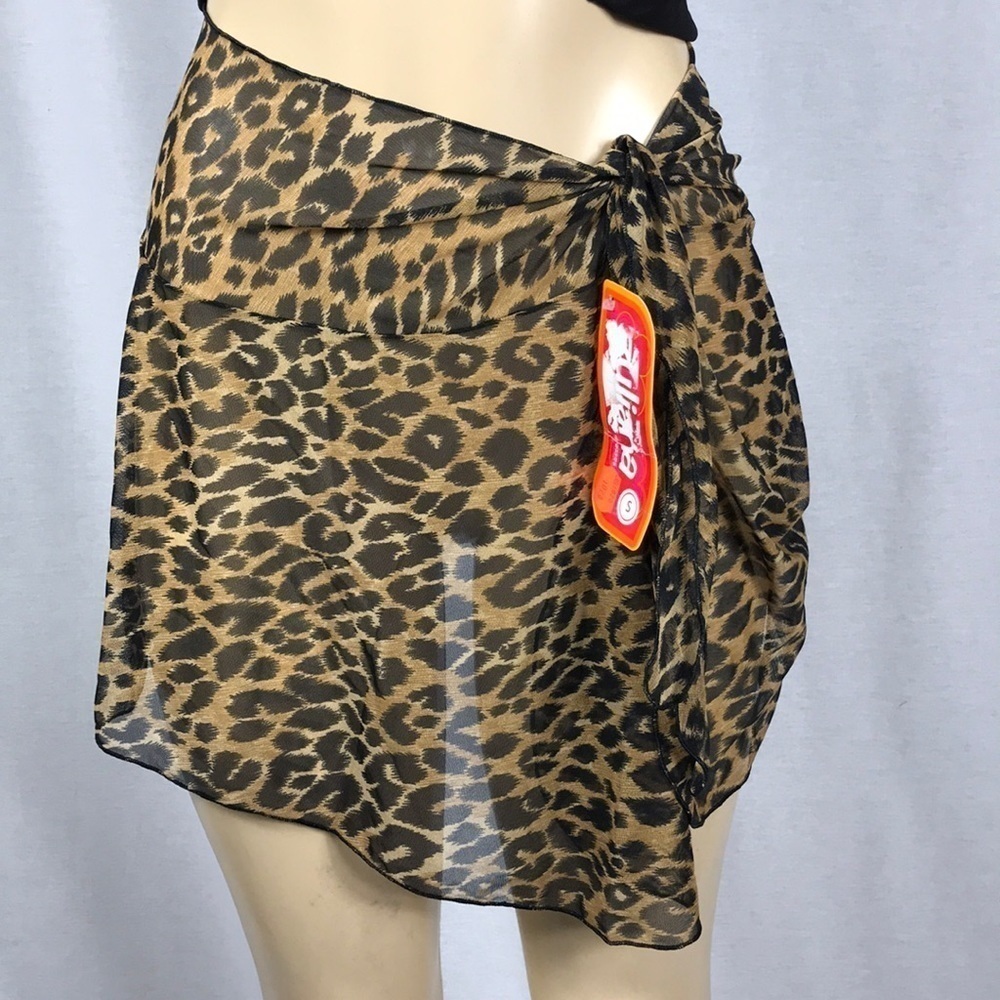 Zuliana mesh ruffle tie sarong animal print new with tags